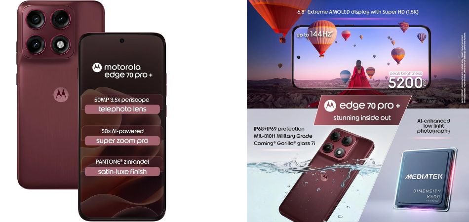 Motorola Edge 70 Pro+ 5G (Satin-Luxe Pantone Zinfandel Maroon