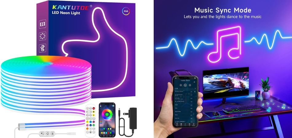 KANTUTOE LED Neon Rope Lights, 23ft RGB LED Light Strip
