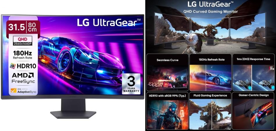 LG UltraGear 32GS60QC 32-inch Curved QHD 180Hz Gaming Monitor
