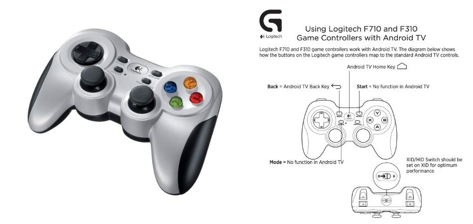 Logitech G F710 Wireless Gamepad, 2.4GHz Wireless with USB Nano-Receiver