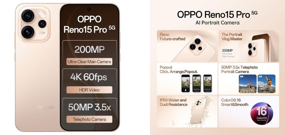 OPPO Reno15 Pro 5G _ 12GB+256GB _ Sunset Gold