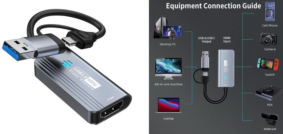 Papeaso Video Capture Card, 4K HDMI to USB_USB-C 3.0