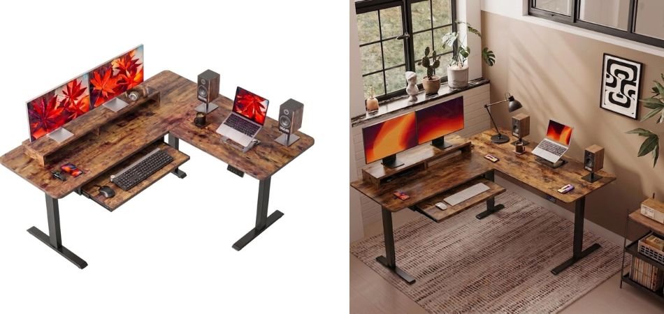TEKAVO Graph L Shape Height Adjustable Table