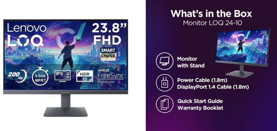 Lenovo LOQ 24-10 (Smartchoice) 23.8-inch 200Hz Gaming Monitor