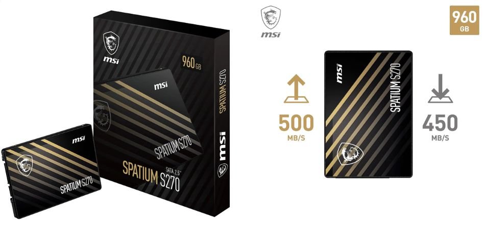 MSI SPATIUM S270 SATA 2.5” 960GB Internal SSD